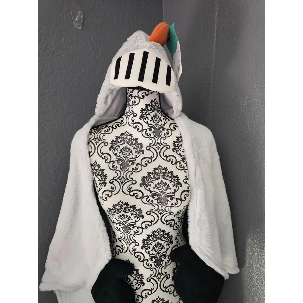 New Pillowfort Knight Hooded Blanket Gray medieval Theme Built In Mittens 40x50